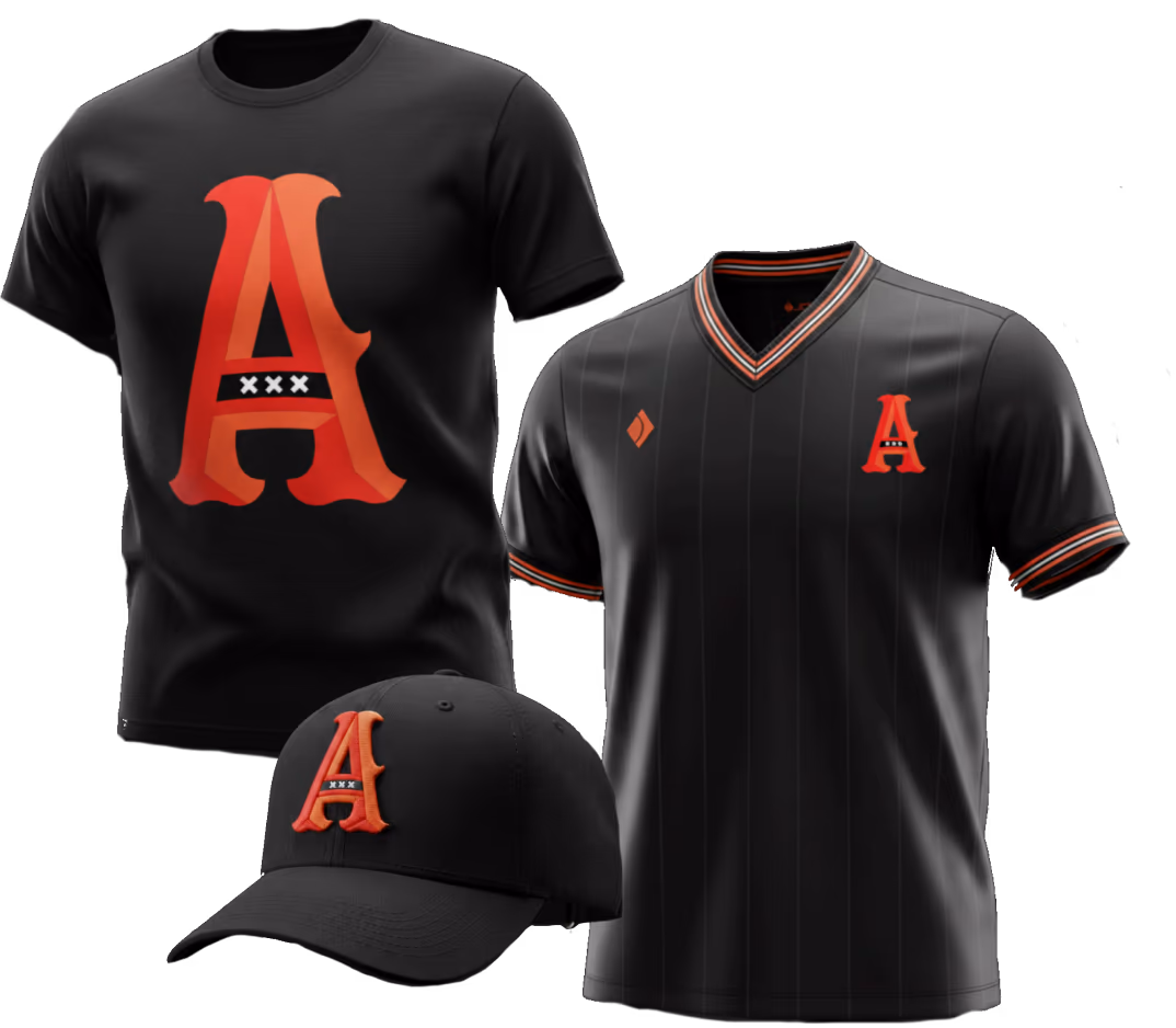 Amsterdam Flames merchandise — t-shirts and cap
